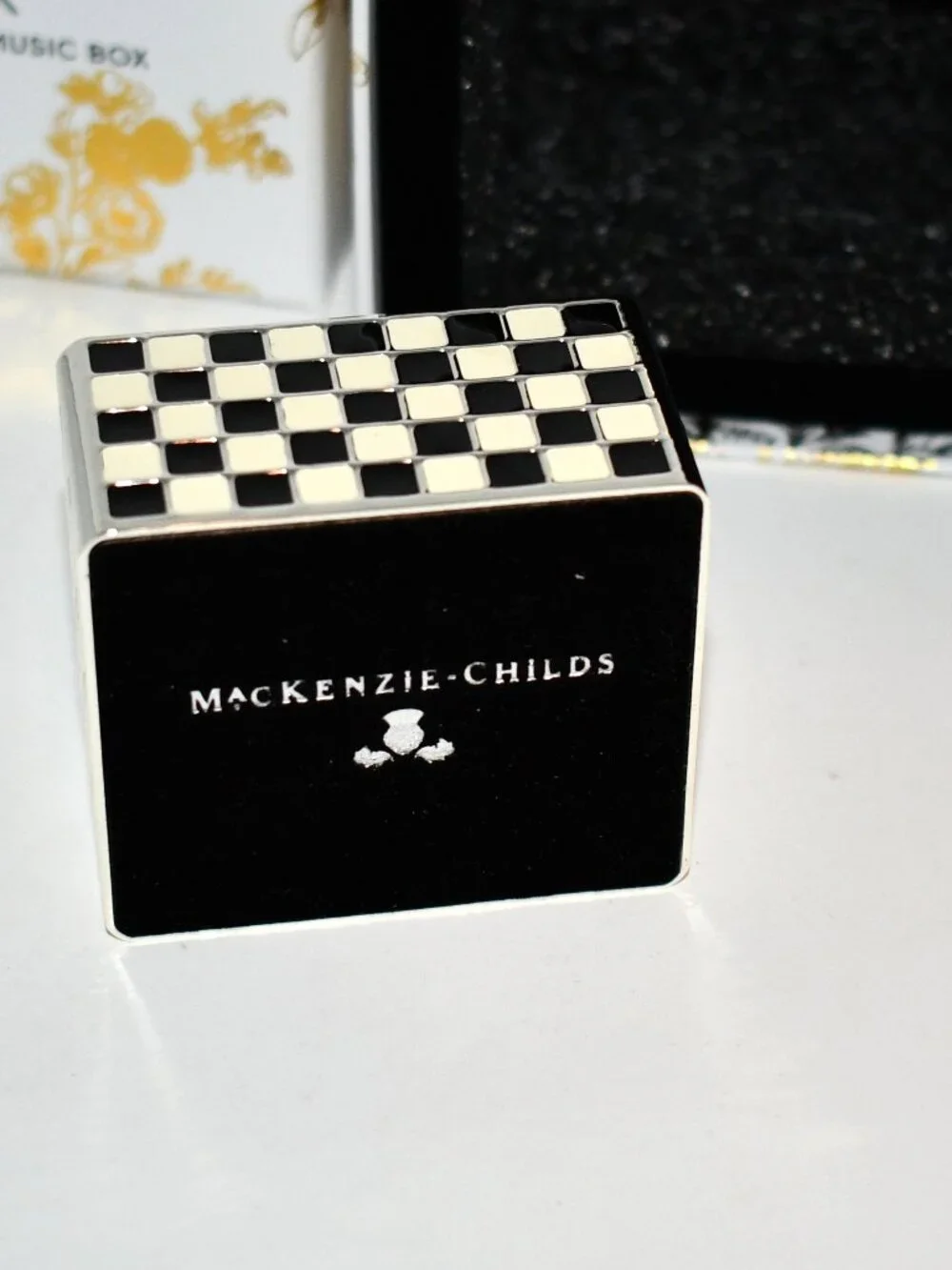 Mackenzie Childs Duck Silver Plated Music Box #78220-1113 NWT